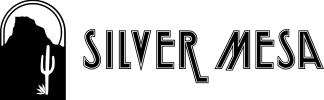 Silver Mesa logo featuring a silhouette of a mesa, a cactus, and stylized text.